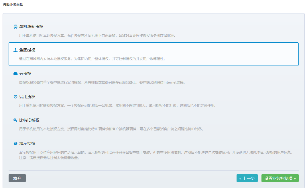 集团授权类型